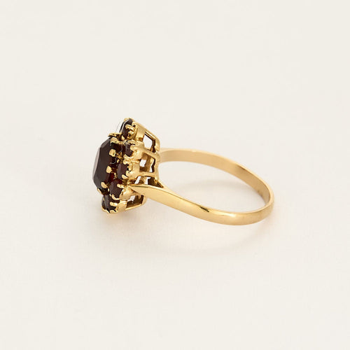 Bague 53 Bague marguerite en or jaune et grenats 58 Facettes LEN12163