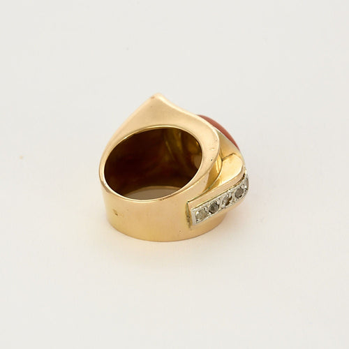 Bague 47 Bague Or jaune 18k (750 millièmes) et Platine Coral 58 Facettes FOU1198