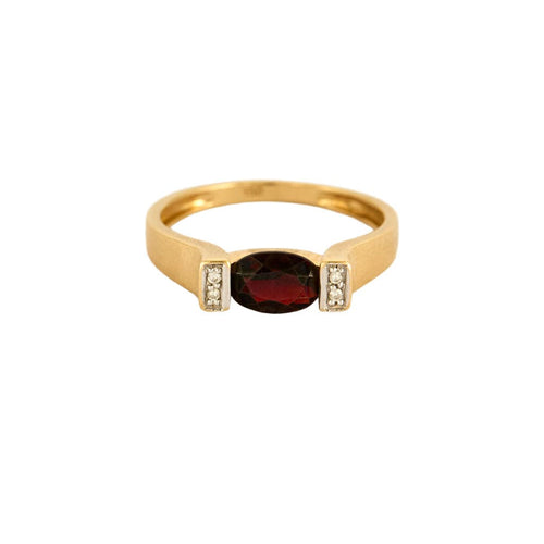 Bague 54 Bague Or Jaune Grenat Diamants 58 Facettes LP1023/12
