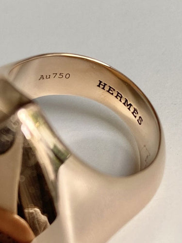 Collier 53 Bague HERMÈS "Collier de chien rock" en or rose 18k 58 Facettes