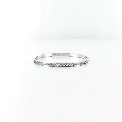 Bracelet CARTIER - Bracelet love or blanc pavé diamants 58 Facettes