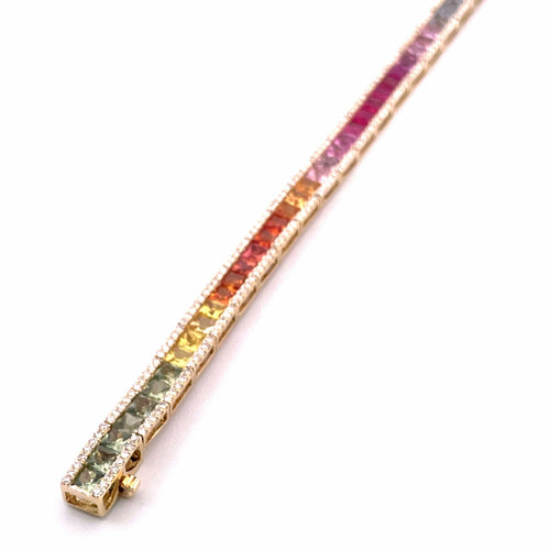 Bracelet Bracelet raimbow or 18 carats multi-saphirs et diamants 58 Facettes