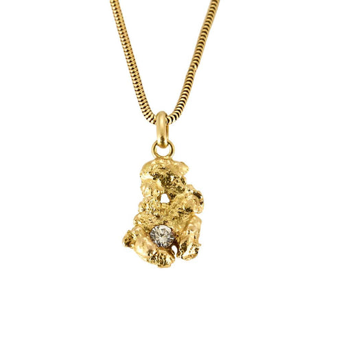 Collier Collier or jaune maille serpent et pépite d'or 58 Facettes ALE4276