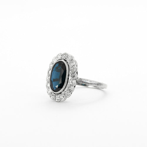 Bague Bague Pompadour Art-Déco Saphir Diamants 58 Facettes