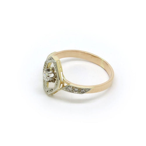 Bague Bague Octogonale, Or et Diamants 58 Facettes