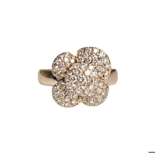 Bague 58 Bague en or jaune en forme de fleur et diamants 58 Facettes