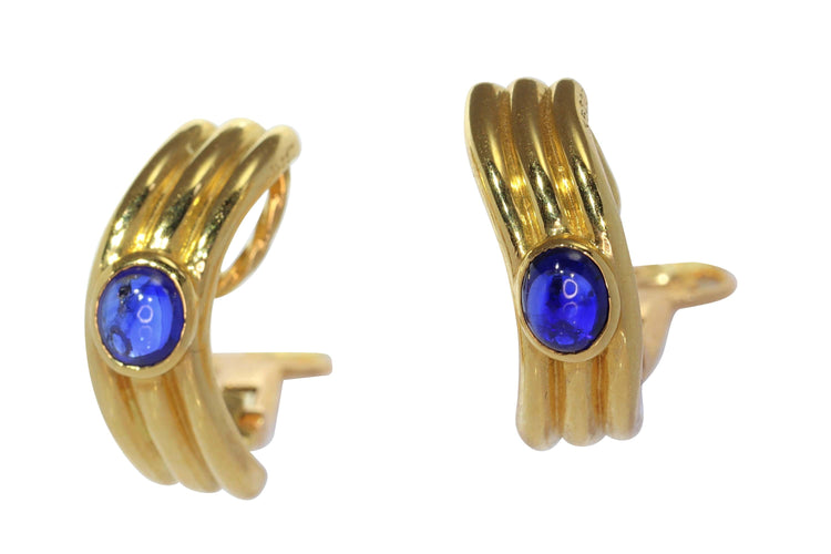 Boucles d'oreilles Boucles d'oreilles vintage signées Boucheron serties de saphirs cabochons 58 Facettes 17342-0280