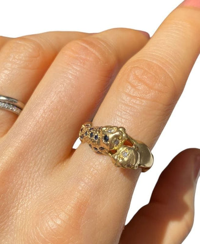 Bague 54 Bague en or jaune saphirs diamants 58 Facettes