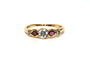 Bague 54 Alliance demi-américaine contemporaine en or jaune 18 carats sertie de rubis et de diamants 58 Facettes 21952