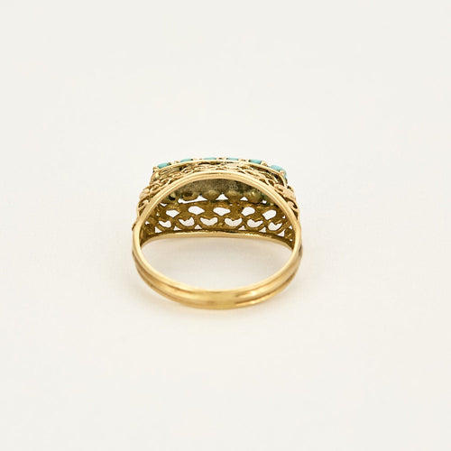 Bague 51 Bague en Or jaune et turquoise 58 Facettes EPI1253