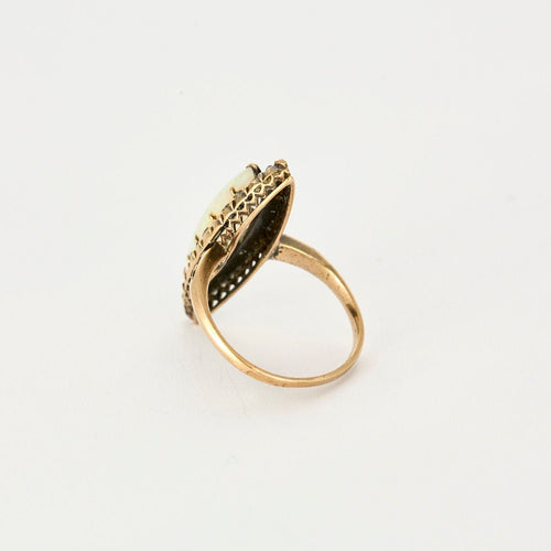 Bague 48 Bague marquise or rose et argent, opale et diamants 58 Facettes GU226