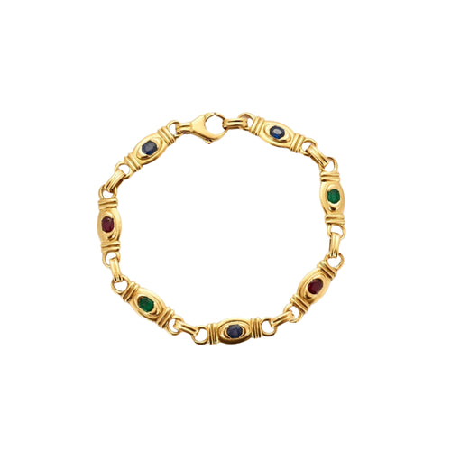 Bracelet Bracelet or jaune rubis, saphirs et émeraudes 58 Facettes GU52