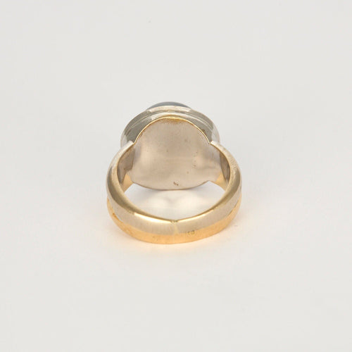 Bague 51 Bague or jaune et or blanc, perle et diamants 58 Facettes 240792