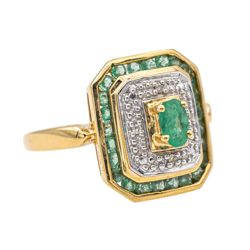 Bague 54 Bague Or jaune, Or blanc Emeraude, Diamant 58 Facettes 4098655RV