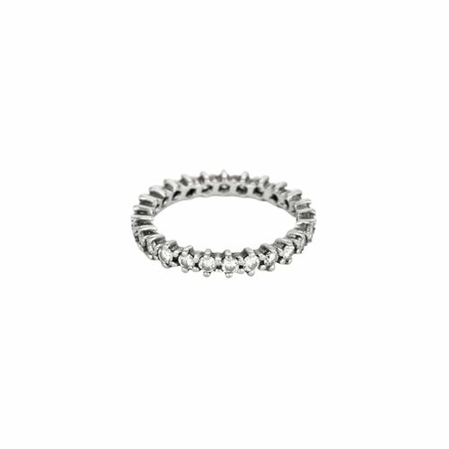 Bague 53 Alliance or blanc et diamants 58 Facettes ROM1135
