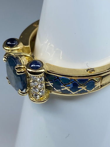 Bague 56 KORLOFF - bague saphirs, diamants, émail bleu 58 Facettes
