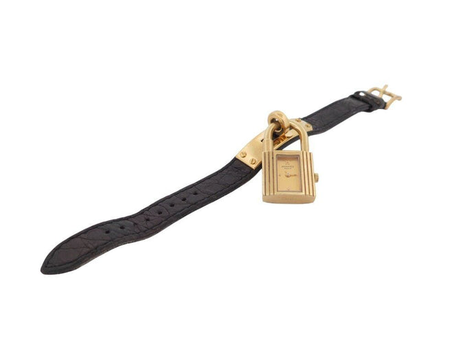 Montre montre vintage HERMES Kelly Mini Cadenas 20 mm plaque or quartz dame 58 Facettes 268902