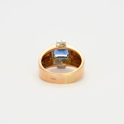 Bague 56 Bague Tank or blanc jaune saphir et diamants 58 Facettes LP675/10