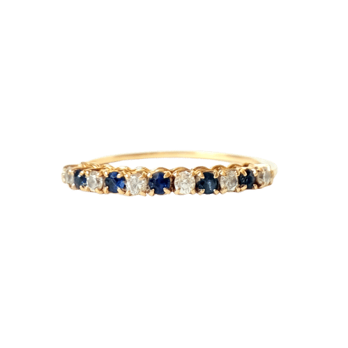 Bague 54 Demi-alliance Or, saphirs et diamants 58 Facettes