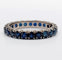 Bague 56 Alliance américaine art deco or blanc 14k saphirs bleus naturels 58 Facettes A06112