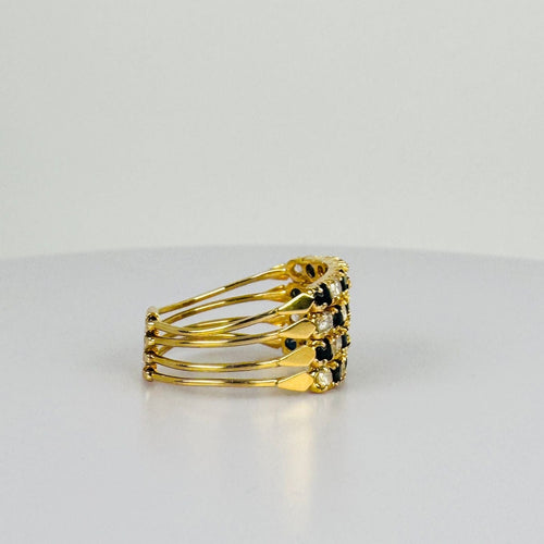Bague 57 Bague empilable 4 rangs, diamants et saphirs bleu foncé d'environ 0,48 carat, pureté SI 58 Facettes 2511005