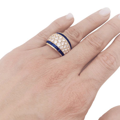 Bague 51 Bague vintage or jaune, diamants, saphirs calibrés. 58 Facettes 34461