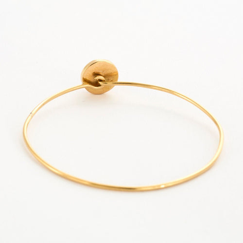 Bracelet Bracelet jonc rigide ouvrant or jaune et cabochon quartz rose 58 Facettes EVR2571