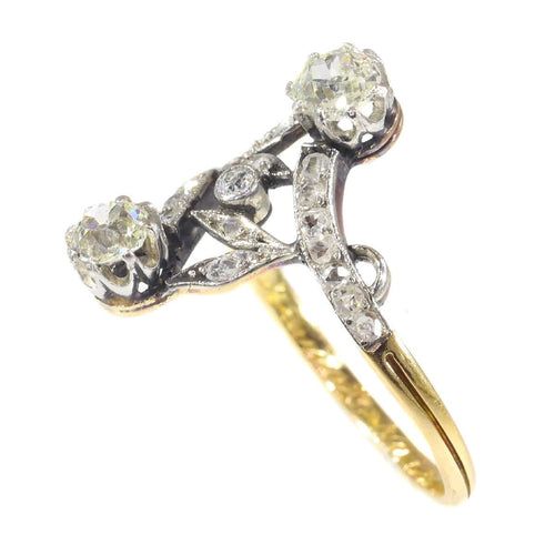 Vintage Belle Epoque diamond toi et moi engagement ring