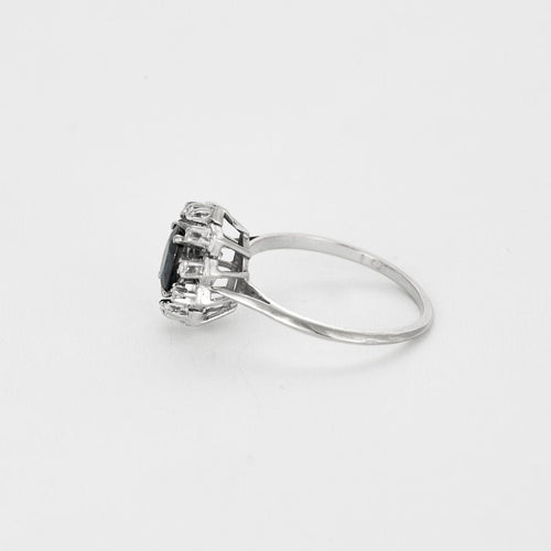 Bague 55 Bague marguerite or blanc et saphir 58 Facettes GU196