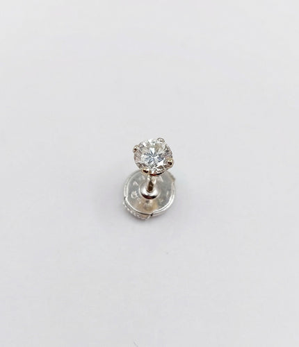 Puce d'oreille SEULE vintage or blanc et diamant de 0.38 carat 58 Facettes A06242