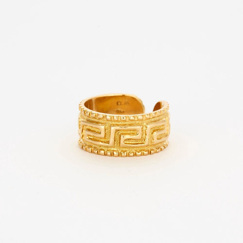 Bague 52.5 Bague jonc ouverte or jaune décor frise grecque 58 Facettes AB56