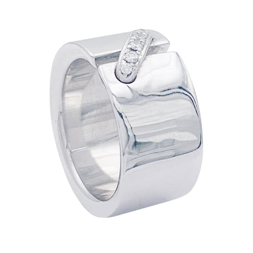 49 Bague Chaumet,"Liens", or blanc et diamants, lien unique. 58 Facettes 32551