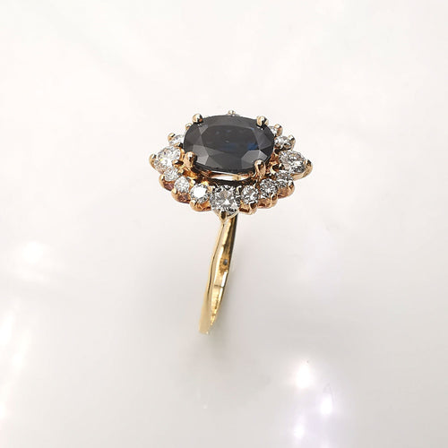 Bague 55 Bague Marguerite Or jaune Saphir et Diamants 58 Facettes