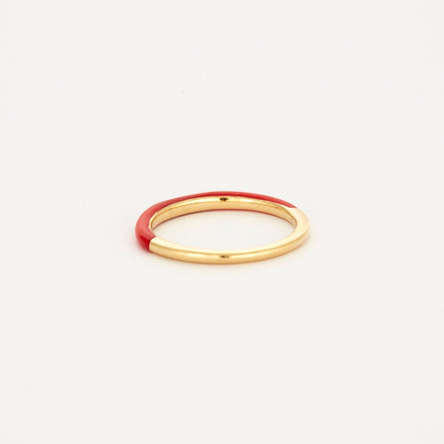 Bague 53 Bague or jaune céramique rouge 58 Facettes 3131750