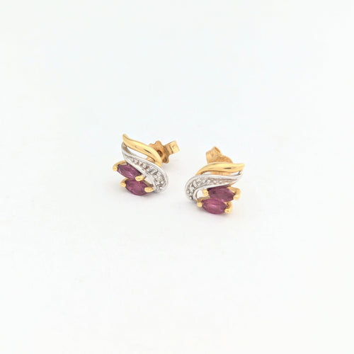 Boucles d'oreilles Boucles d'oreilles en or jaune rubis et diamants 58 Facettes 31515