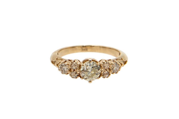 Bague 54 Bague en or jaune avec diamant taille ancienne de 1,20 ct, début du XXe siècle 58 Facettes 9601