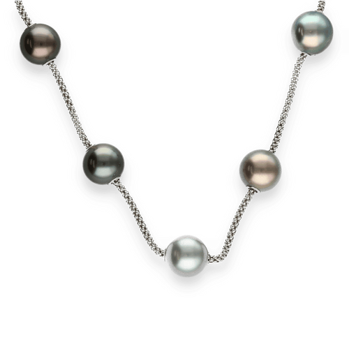 Collier Sautoir en or gris 18K avec 21 perles de culture de Tahiti réglables – 10 mm – Longueur 90 à 97 cm 58 Facettes