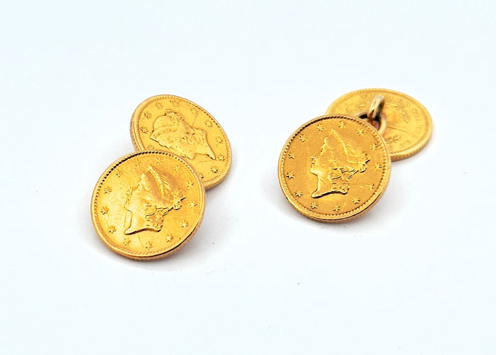 Boutons de manchette Boutons de manchettes pièces de 1 dollar Américain 58 Facettes