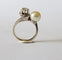 Bague 53 Bague Toi et Moi or blanc diamant et perle de culture 58 Facettes
