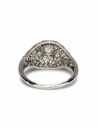 Bague ancienne or blanc 18K et diamants 0,75 ct