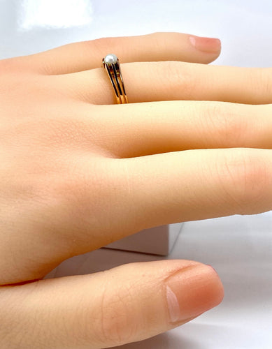 Bague 49 Bague en or rose perle fine vers 1900 58 Facettes AB663