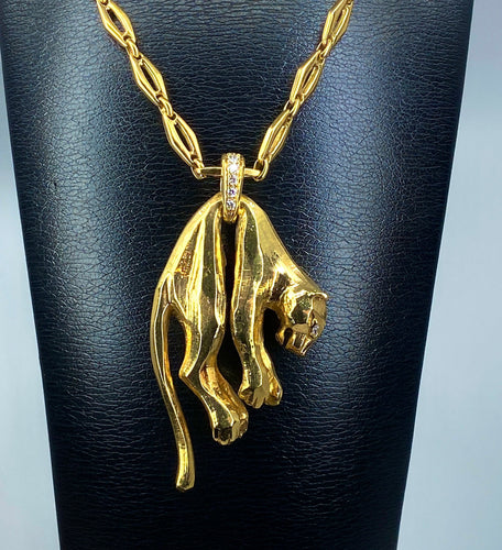 Collier Cartier - Collier « C de Cartier » et pendentif panthère de Cartier, or jaune et diamants 58 Facettes AB435