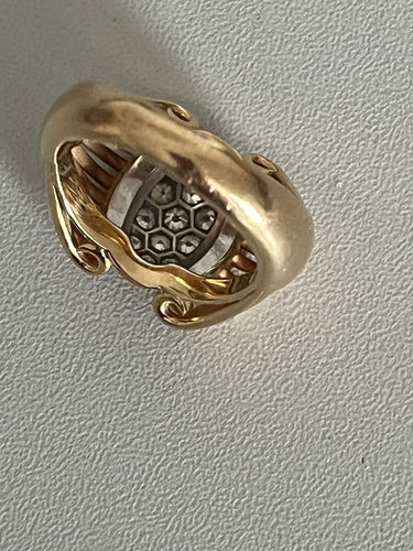 Bague 55 Bague Rétro Fils d'Or Jaune Platine Diamants 58 Facettes LOT 6119