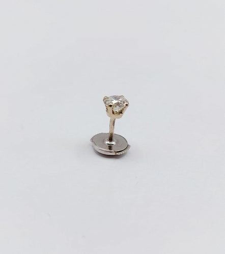 Puce d'oreille SEULE vintage or blanc et diamant de 0.38 carat 58 Facettes A06242