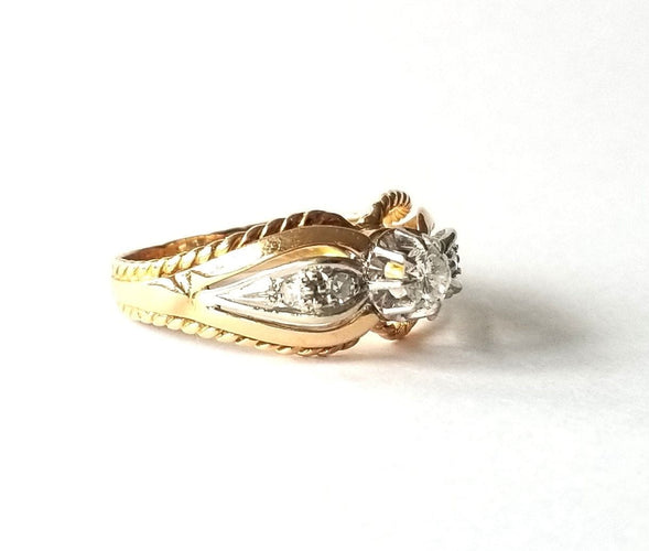 Bague Bague or jaune 18k et diamants 58 Facettes