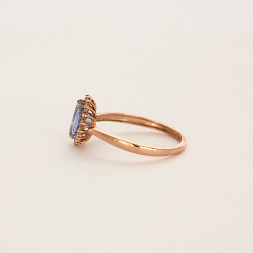 Bague 56 Marguerite or rose tanzanite diamants 58 Facettes