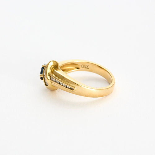 Bague 53 Bague or jaune, saphir et diamants 58 Facettes GU227