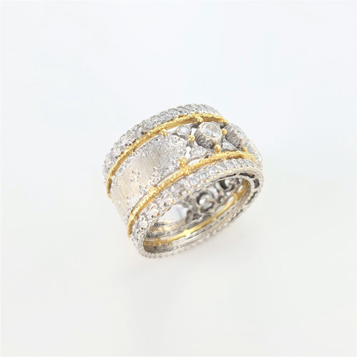 Bague BUCCELLATI - Bague bicolore or blanc et jaune avec diamants 58 Facettes