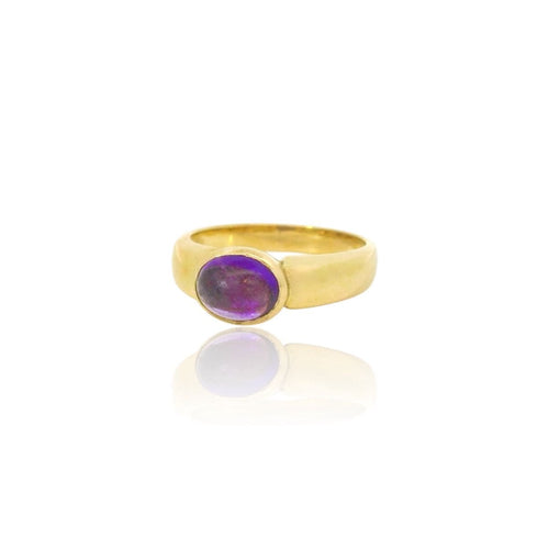 Bague Bague Jonc or jaune, améthyste 58 Facettes