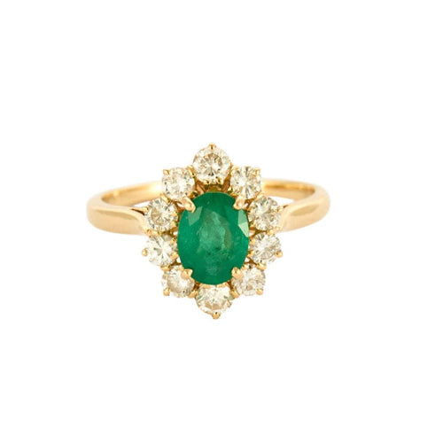 Bague 59 Bague Marguerite or jaune, diamants et émeraudes 58 Facettes 250241